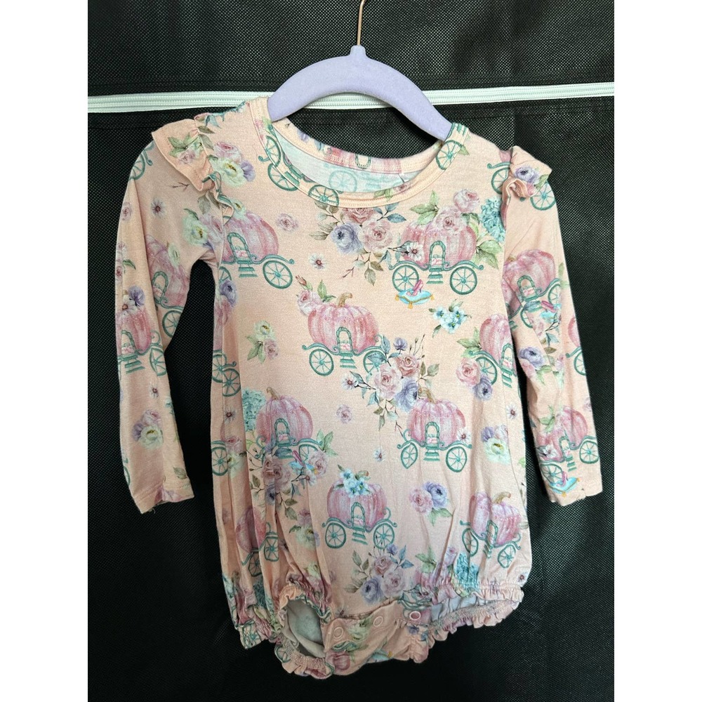 Posh peanut pumpkin carriage 6-12m bubble romper long sleeve Disney inspired